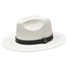 Bruno Capelo Cali Wide Brim Pinch Front Straw Fedora in White / Black