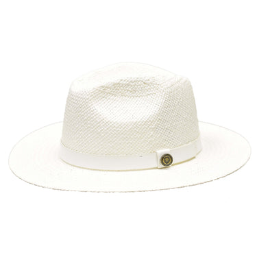 Bruno Capelo Cali Wide Brim Pinch Front Straw Fedora in White