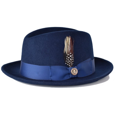 Bruno Capelo Chicago Center Dent Wool Fedora in Navy