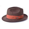Bruno Capelo Chuck Pinch Front Wool Fedora in Mink Brown / Rust #color_ Mink Brown / Rust