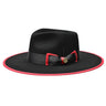Bruno Capelo Cleveland Wide Brim Wool Fedora in Black / Red