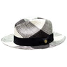Bruno Capelo Cuban Hand-Dyed Straw Fedora in White / Black #color_ White / Black