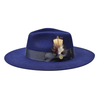 Bruno Capelo Duke Wide Brim Wool Fedora in Navy