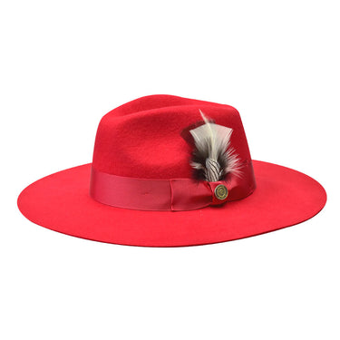 Bruno Capelo Duke Wide Brim Wool Fedora in Red