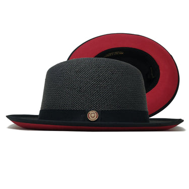 Bruno Capelo Empire Straw Red Bottom Fedora in Black / Red