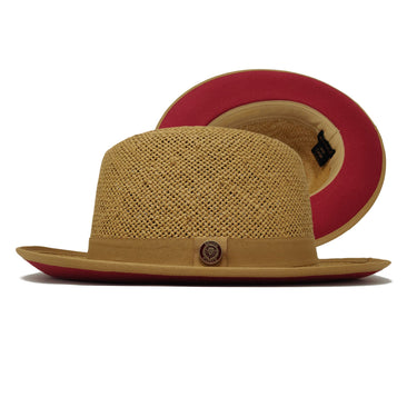 Bruno Capelo Empire Straw Red Bottom Fedora in Acorn / Red