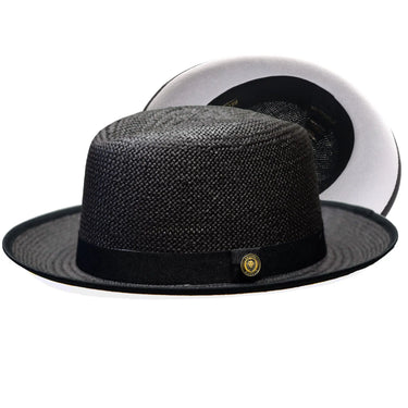 Bruno Capelo Empire White Bottom Straw Fedora in Black / White