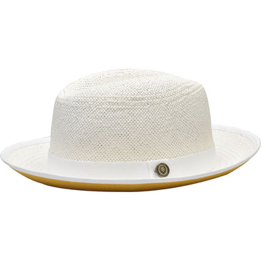 Bruno Capelo Empire in Multiple Colors Color Bottom Straw Fedora in White / Gold