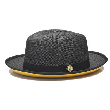 Bruno Capelo Empire in Multiple Colors Color Bottom Straw Fedora in Black / Gold