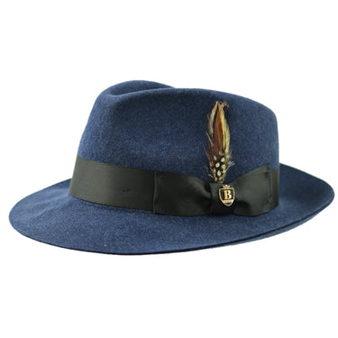 Bruno Capelo Fabio Wool Felt Teardrop Fedora in Denim / Blue