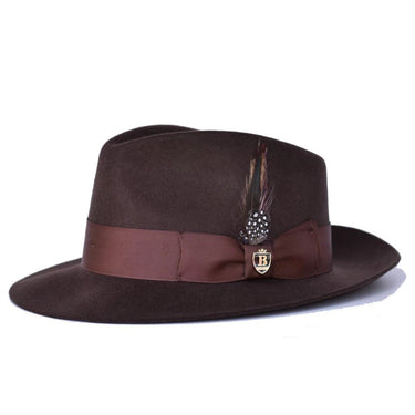 Bruno Capelo Fabio Wool Felt Teardrop Fedora in Dark Brown