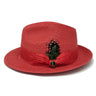 Bruno Capelo Fino Pinch Front Straw Fedora in Red #color_ Red
