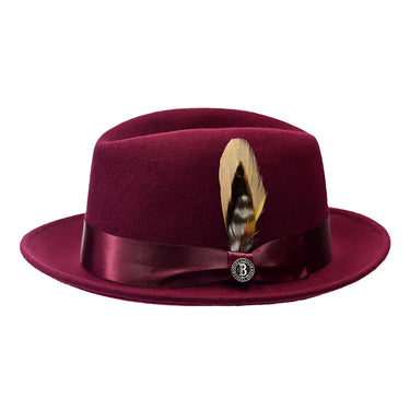 Bruno Capelo Florence Wool Felt Fedora Hat in Burgundy #color_ Burgundy