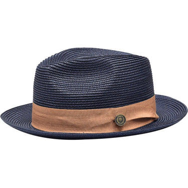 Bruno Capelo Francesco Timeless Straw Fedora in Navy / Camel