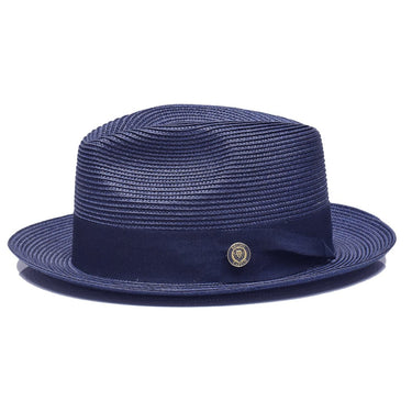 Bruno Capelo Francesco Timeless Straw Fedora in Navy