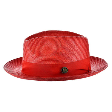 Bruno Capelo Francesco Timeless Straw Fedora in Red