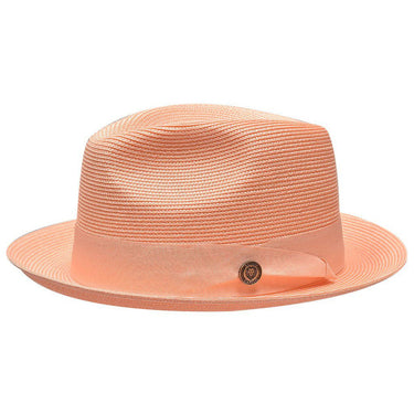 Bruno Capelo Francesco Timeless Straw Fedora in Peach