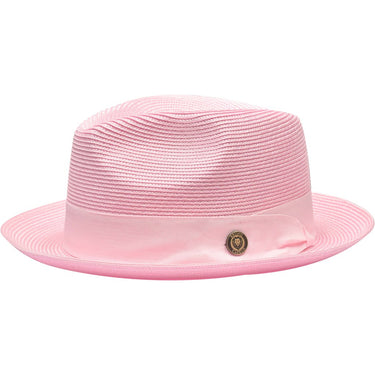 Bruno Capelo Francesco Timeless Straw Fedora in Light Pink