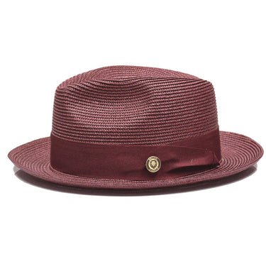 Bruno Capelo Francesco Timeless Straw Fedora in Burgundy