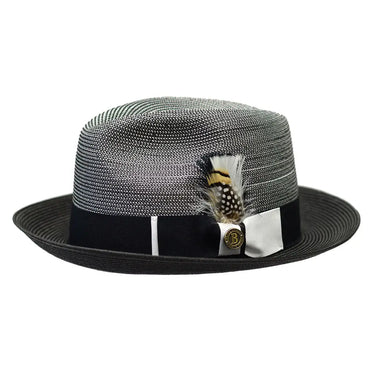 Bruno Capelo Georgio Two-Tone Straw Fedora in Black / White
