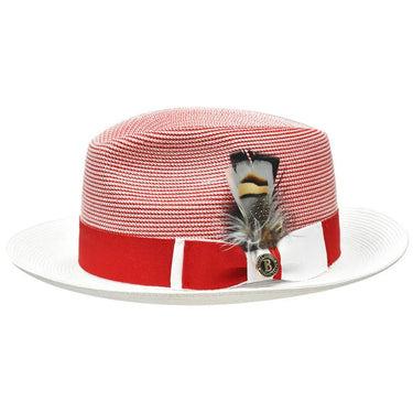 Bruno Capelo Georgio Two-Tone Straw Fedora in Red / White
