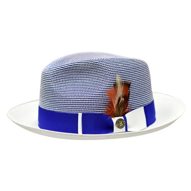Bruno Capelo Georgio Two-Tone Straw Fedora in Royal / White