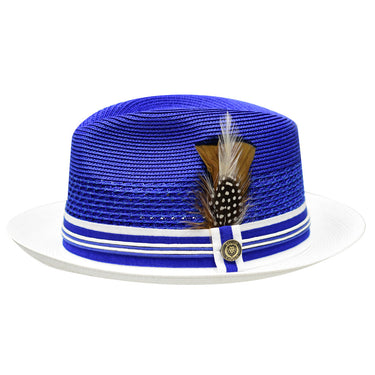 Bruno Capelo Giancarlo Two-tone Straw Fedora in Royal / White
