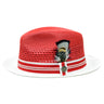 Bruno Capelo Giancarlo Two-tone Straw Fedora in Red / White #color_ Red / White
