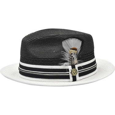 Bruno Capelo Giancarlo Two-tone Straw Fedora in Black / White