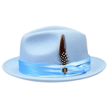 Bruno Capelo Giovani Crushable Wool Fedora in Light Blue #color_ Light Blue
