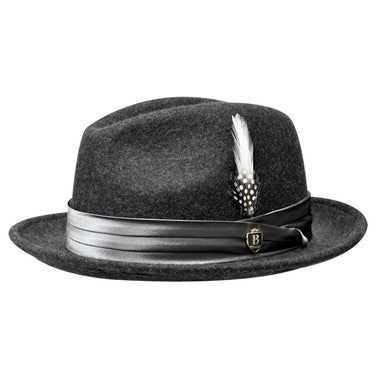Bruno Capelo Giovani Crushable Wool Fedora in Charcoal Grey #color_ Charcoal Grey