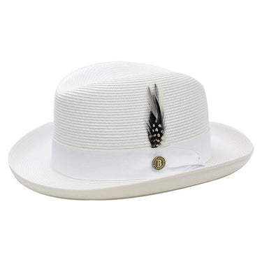 Bruno Capelo Godfather Straw Homburg in White