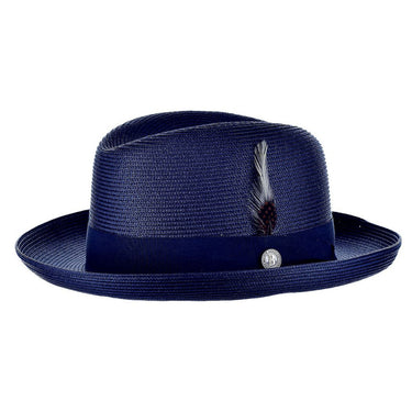 Bruno Capelo Godfather Straw Homburg in Navy