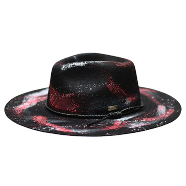 Bruno Capelo Influencer Wide Brim Wool Fedora in Black / Red / Lt. Grey