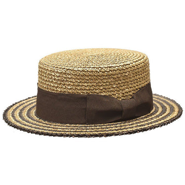 Bruno Capelo Italia 4-Ply Koberg Straw Boater in Cognac / Dark Brown
