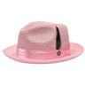 Bruno Capelo Julian Pinch Front Straw Fedora in Pink #color_ Pink