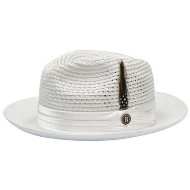Bruno Capelo Julian Pinch Front Straw Fedora in White
