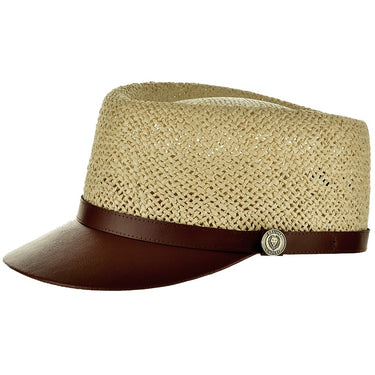 Bruno Capelo Legionnaire Leather (Straw) Straw w/ Leather Band Dress Cap in Natural