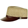 Bruno Capelo Legionnaire Leather (Straw) Straw w/ Leather Band Dress Cap in Natural #color_ Natural