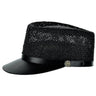 Bruno Capelo Legionnaire Leather (Straw) Straw w/ Leather Band Dress Cap in Black #color_ Black