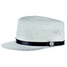 Bruno Capelo Legionnaire Leather (Straw) Straw w/ Leather Band Dress Cap in White #color_ White
