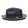 Bruno Capelo Madison Two-Tone Straw Fedora in Navy / Camel #color_ Navy / Camel