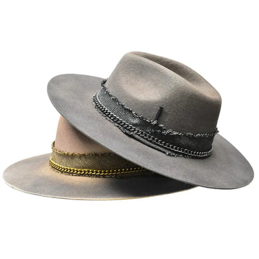 Hat - Bruno Capelo Black White Fedora Hat for Men Designer ZA400