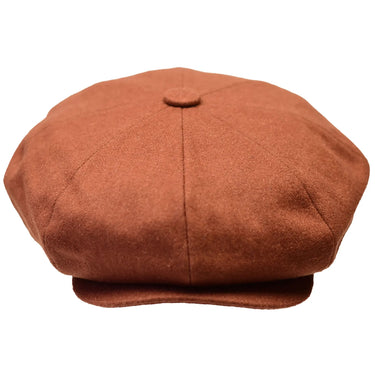 Bruno Capelo Melton Wool Newsboy Cap in Brandy Brown