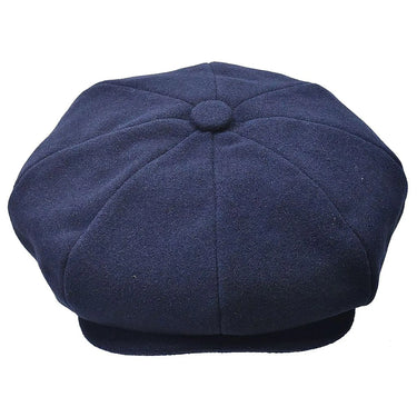 Bruno Capelo Melton Wool Newsboy Cap in Navy Blue