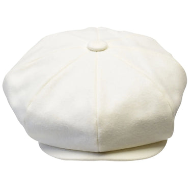 Bruno Capelo Melton Wool Newsboy Cap in Ivory #color_ Ivory