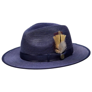 Bruno Capelo Michaelangelo Wide Brim Straw Fedora in Navy