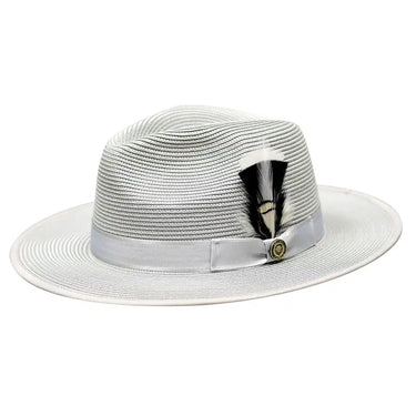 Bruno Capelo Michaelangelo Wide Brim Straw Fedora in Silver