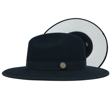 Bruno Capelo Monarch White Bottom Wide Brim Wool Fedora in Black / White