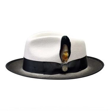 Bruno Capelo New Yorker Wool Felt Fedora Hat in Silver Grey / Charcoal Black